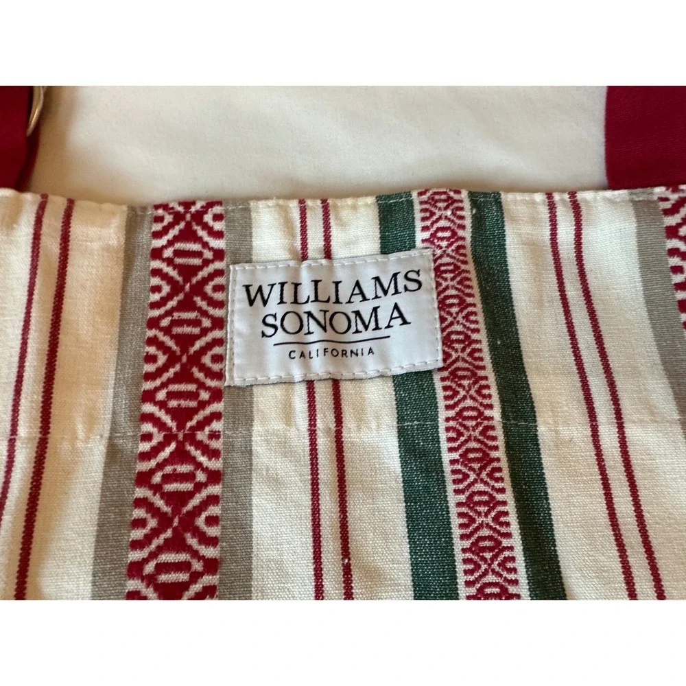 Williams Sonoma Red‎ Green Striped Cotton Kitchen Apron Holiday Christmas 27x36